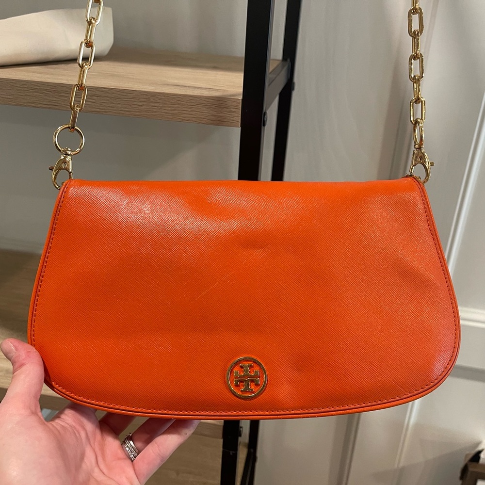 Tory Burch Orange & Gold Crossbody Purse